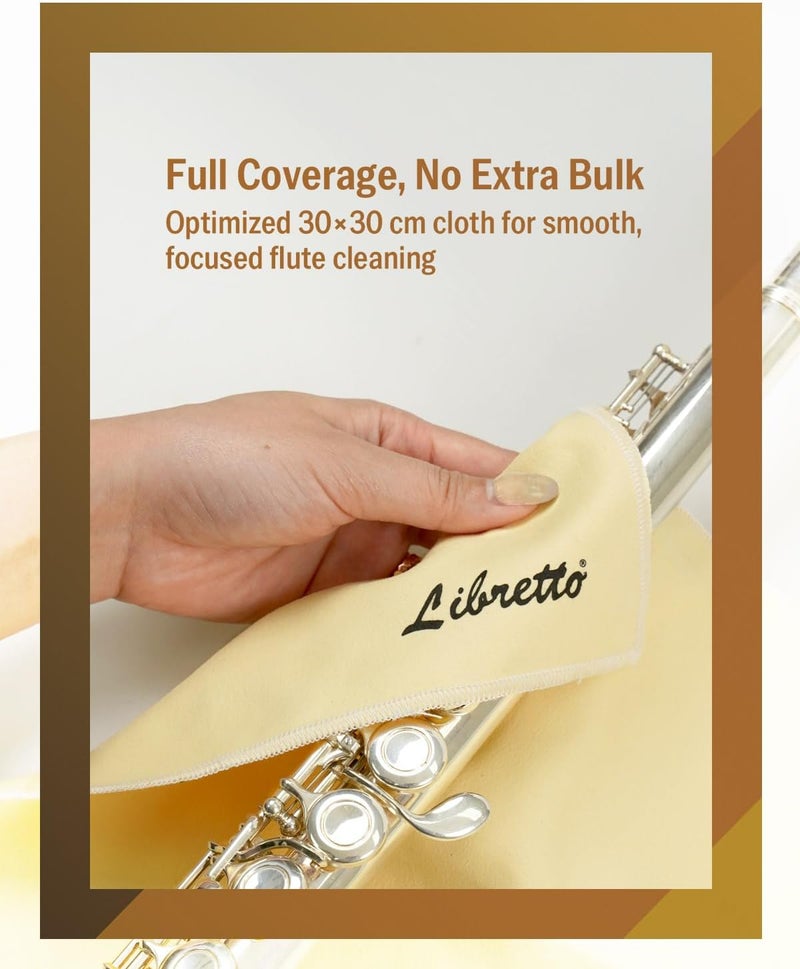 Libretto Silver Polishing Cloth for Flute, 30×30 cm, Ultra-Soft Microfiber, Anti-Tarnish Cleaning Cloth for Silver-Plated Instruments - Image 4